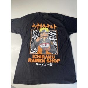 Naruto Shippuden Collection Men's Sz L Ichiraku Ramen Shop Black Graphic T Shirt
